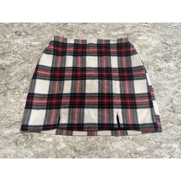 Hollister Dresses & Skirts - Hollister Mini Skirt Womens Large Plaid Wool Blend Ultra High Rise Academia Y2K